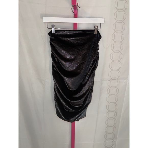 Susana Monaco Ruched Metallic Sparkle Black Mini Skirt XL